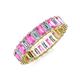 3 - Kerry 5x3 mm Emerald Cut Pink Sapphire and Lab Grown Diamond Side Gallery Work Eternity Band 