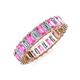 3 - Kerry 5x3 mm Emerald Cut Pink Sapphire and Lab Grown Diamond Side Gallery Work Eternity Band 