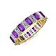 3 - Kerry 5x3 mm Emerald Cut Amethyst and Lab Grown Diamond Side Gallery Work Eternity Band 