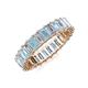 3 - Kerry 5x3 mm Emerald Cut Aquamarine and Lab Grown Diamond Side Gallery Work Eternity Band 
