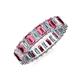 3 - Kerry 5x3 mm Emerald Cut Pink Tourmaline and Lab Grown Diamond Side Gallery Work Eternity Band 