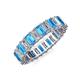 3 - Kerry 5x3 mm Emerald Cut Blue Topaz and Lab Grown Diamond Side Gallery Work Eternity Band 