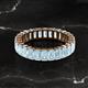2 - Kerry 5x3 mm Emerald Cut Aquamarine Side Gallery Work Eternity Band 