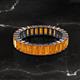 2 - Kerry 5x3 mm Emerald Cut Citrine Side Gallery Work Eternity Band 