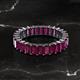 2 - Kerry 5x3 mm Emerald Cut Rhodolite Garnet Side Gallery Work Eternity Band 