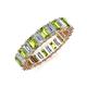 3 - Kerry 5x3 mm Emerald Cut Peridot and Diamond Side Gallery Work Eternity Band 