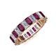 3 - Kerry 5x3 mm Emerald Cut Rhodolite Garnet and Diamond Side Gallery Work Eternity Band 