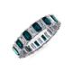 3 - Kerry 5x3 mm Emerald Cut London Blue Topaz and Diamond Side Gallery Work Eternity Band 