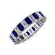 3 - Kerry 5x3 mm Emerald Cut Blue Sapphire and Diamond Side Gallery Work Eternity Band 