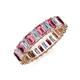 3 - Kerry 5x3 mm Emerald Cut Pink Tourmaline and Diamond Side Gallery Work Eternity Band 