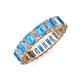 3 - Kerry 5x3 mm Emerald Cut Blue Topaz and Diamond Side Gallery Work Eternity Band 