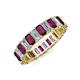 3 - Kerry 5x3 mm Emerald Cut Rhodolite Garnet and Diamond Side Gallery Work Eternity Band 