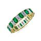 3 - Kerry 5x3 mm Emerald Cut Emerald and Diamond Side Gallery Work Eternity Band 