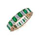 3 - Kerry 5x3 mm Emerald Cut Emerald and Diamond Side Gallery Work Eternity Band 