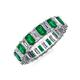 3 - Kerry 5x3 mm Emerald Cut Emerald and Diamond Side Gallery Work Eternity Band 