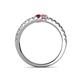 5 - Delise 3.40mm Round Ruby and Pink Tourmaline with Side Diamonds Bypass Ring 