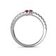 5 - Delise 3.40mm Round Ruby and Red Garnet with Side Diamonds Bypass Ring 