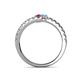 5 - Delise 3.40mm Round Rhodolite Garnet and Blue Topaz with Side Diamonds Bypass Ring 