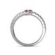 5 - Delise 3.40mm Round Rhodolite Garnet and Iolite with Side Diamonds Bypass Ring 
