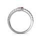 5 - Delise 3.40mm Round Diamond and Ruby with Side Diamonds Bypass Ring 