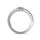 5 - Delise 3.40mm Round Amethyst and Pink Tourmaline with Side Diamonds Bypass Ring 