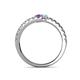 5 - Delise 3.40mm Round Amethyst and Aquamarine with Side Diamonds Bypass Ring 