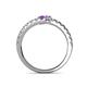 5 - Delise 3.40mm Round Amethyst and Tanzanite with Side Diamonds Bypass Ring 