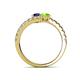5 - Delise 5.00mm Round Blue Sapphire and Peridot with Side Diamonds Bypass Ring 