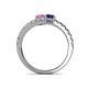 5 - Delise 5.00mm Round Pink and Blue Sapphire with Side Diamonds Bypass Ring 