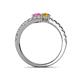 5 - Delise 5.00mm Round Pink Sapphire and Citrine with Side Diamonds Bypass Ring 