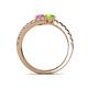 5 - Delise 5.00mm Round Pink Sapphire and Peridot with Side Diamonds Bypass Ring 