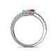 5 - Delise 5.00mm Round White Sapphire and Rhodolite Garnet with Side Diamonds Bypass Ring 