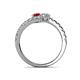 5 - Delise 5.00mm Round Ruby and Diamond with Side Diamonds Bypass Ring 