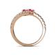 5 - Delise 5.00mm Round Pink Tourmaline with Side Diamonds Bypass Ring 