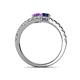 5 - Delise 5.00mm Round Amethyst and Blue Sapphire with Side Diamonds Bypass Ring 