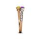 4 - Delise 5.00mm Round Amethyst and Yellow Sapphire with Side Diamonds Bypass Ring 