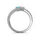 5 - Delise 5.00mm Round Blue Topaz and White Sapphire with Side Diamonds Bypass Ring 