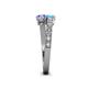 4 - Delise 5.00mm Round Blue Topaz and Tanzanite with Side Diamonds Bypass Ring 