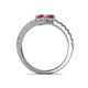 5 - Delise 5.00mm Round Rhodolite Garnet with Side Diamonds Bypass Ring 