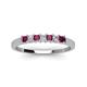 3 - Erica 2.50 mm Princess Cut Rhodolite Garnet and Diamond 7 Stone Wedding Band 