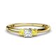 1 - Eadlin Princess Cut Diamond and Yellow Sapphire Three Stone Engagement Ring 