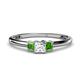 1 - Eadlin Princess Cut Diamond and Green Garnet Three Stone Engagement Ring 