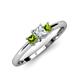 3 - Eadlin Princess Cut Diamond and Peridot Three Stone Engagement Ring 