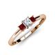 3 - Eadlin Princess Cut Diamond and Red Garnet Three Stone Engagement Ring 
