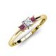 3 - Eadlin Princess Cut Diamond and Rhodolite Garnet Three Stone Engagement Ring 