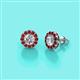 2 - Bernice Round Diamond and Red Garnet Stud Earrings 