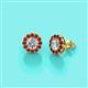 2 - Bernice Round Diamond and Red Garnet Stud Earrings 