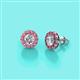 2 - Bernice Round Diamond and Rhodolite Garnet Stud Earrings 