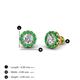 3 - Bernice Round Diamond and Emerald Stud Earrings 
