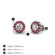 3 - Bernice Round Diamond and Red Garnet Stud Earrings 